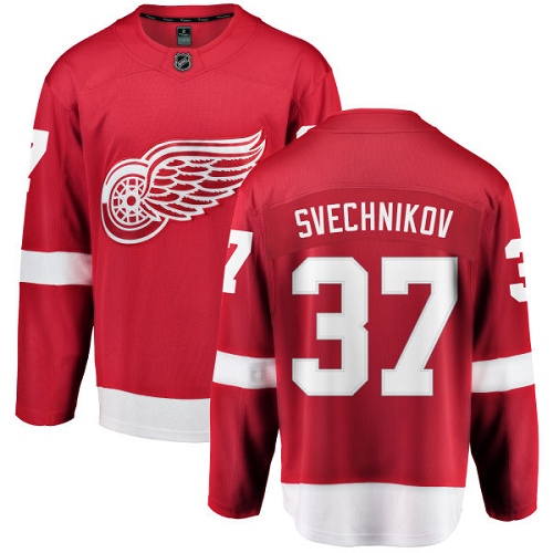 Men's Detroit Red Wings #37 Evgeny Svechnikov Authentic Red Home Fanatics Branded Breakaway NHL Jersey