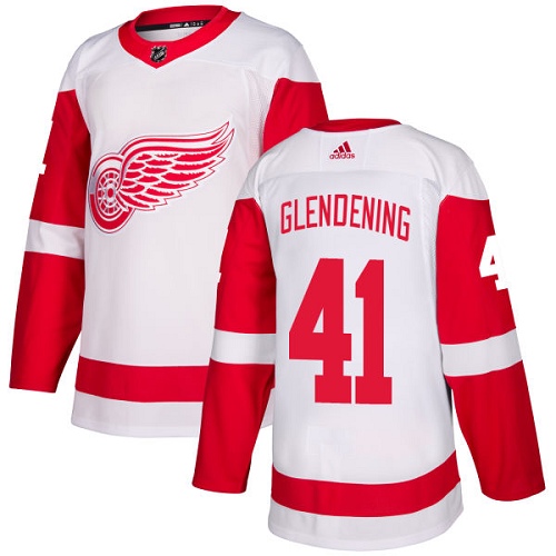 Men's Adidas Detroit Red Wings #41 Luke Glendening Authentic White Away NHL Jersey