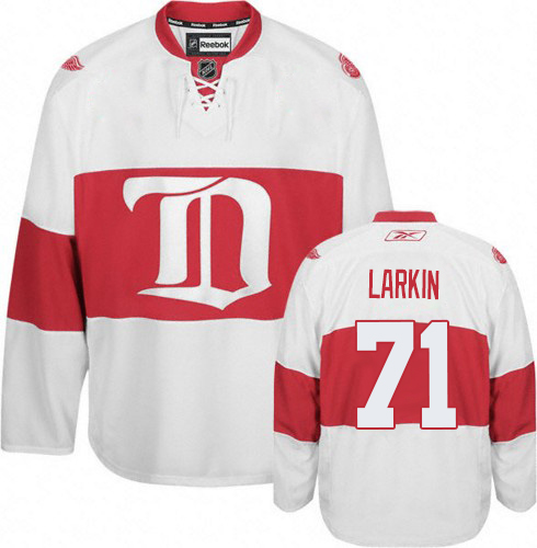 Men's Reebok Detroit Red Wings #71 Dylan Larkin Authentic White Third NHL Jersey