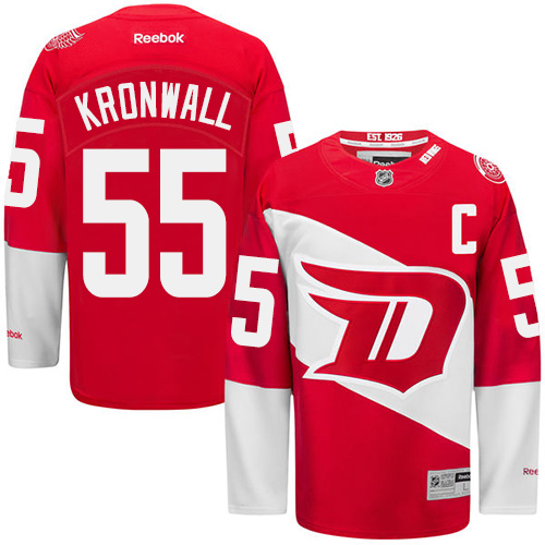 Men's Reebok Detroit Red Wings #55 Niklas Kronwall Authentic Red 2016 Stadium Series NHL Jersey
