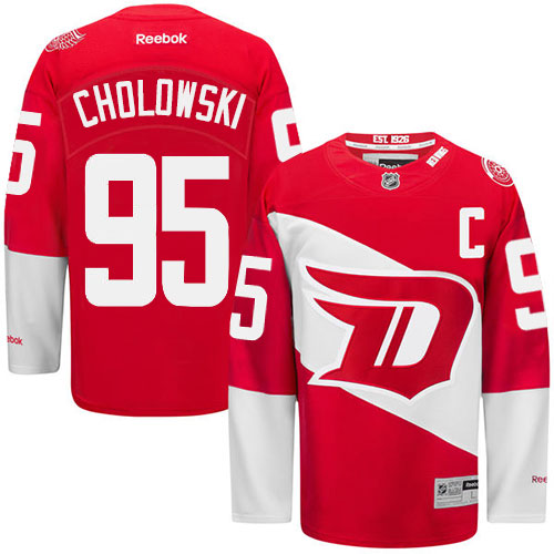 Men's Reebok Detroit Red Wings #95 Dennis Cholowski Premier Red 2016 Stadium Series NHL Jersey