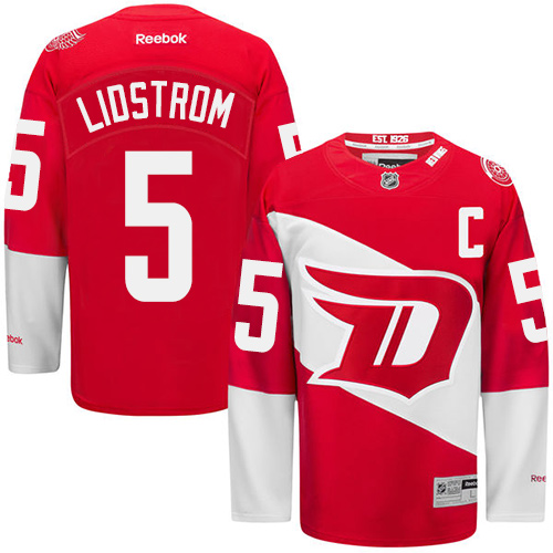 Men's Reebok Detroit Red Wings #5 Nicklas Lidstrom Authentic Red 2016 Stadium Series NHL Jersey