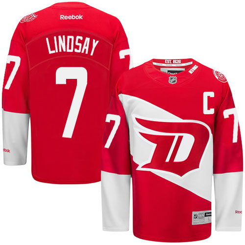 Men's Reebok Detroit Red Wings #7 Ted Lindsay Authentic Red 2016 Stadium Series NHL Jersey