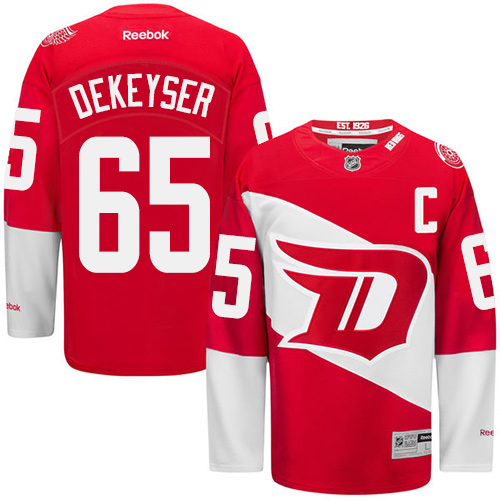 Men's Reebok Detroit Red Wings #65 Danny DeKeyser Authentic Red 2016 Stadium Series NHL Jersey