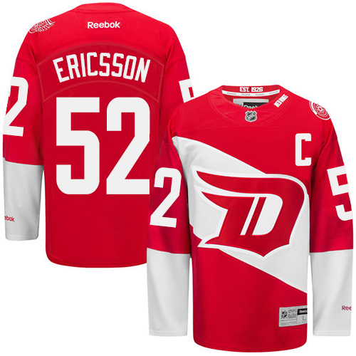 Men's Reebok Detroit Red Wings #52 Jonathan Ericsson Authentic Red 2016 Stadium Series NHL Jersey