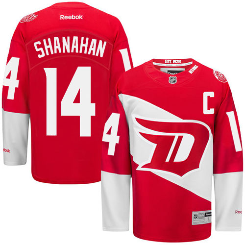 Men's Reebok Detroit Red Wings #14 Brendan Shanahan Premier Red 2016 Stadium Series NHL Jersey