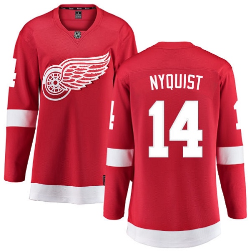 Women's Detroit Red Wings #14 Gustav Nyquist Authentic Red Home Fanatics Branded Breakaway NHL Jersey