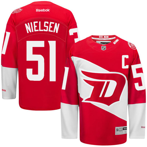 Men's Reebok Detroit Red Wings #51 Frans Nielsen Authentic Red 2016 Stadium Series NHL Jersey