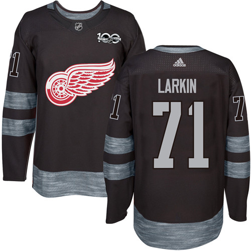 Men's Adidas Detroit Red Wings #71 Dylan Larkin Authentic Black 1917-2017 100th Anniversary NHL Jersey