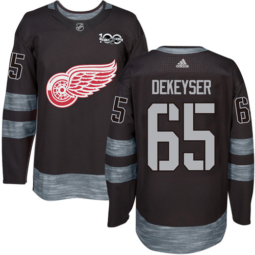 Men's Adidas Detroit Red Wings #65 Danny DeKeyser Premier Black 1917-2017 100th Anniversary NHL Jersey