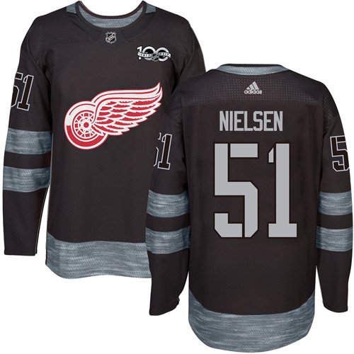 Men's Adidas Detroit Red Wings #51 Frans Nielsen Authentic Black 1917-2017 100th Anniversary NHL Jersey