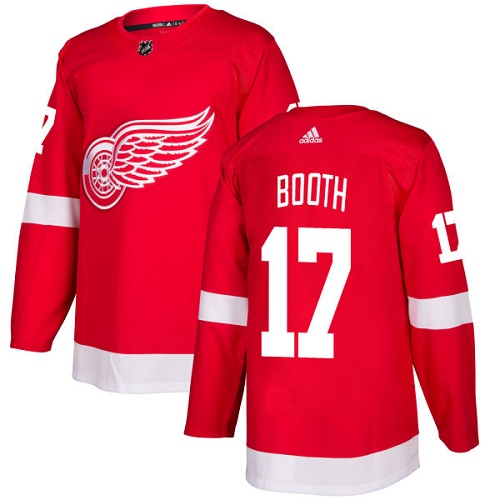 Men's Adidas Detroit Red Wings #17 David Booth Authentic Red Home NHL Jersey