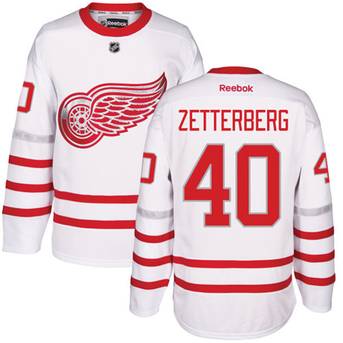 Men's Reebok Detroit Red Wings #40 Henrik Zetterberg Premier White 2017 Centennial Classic NHL Jersey