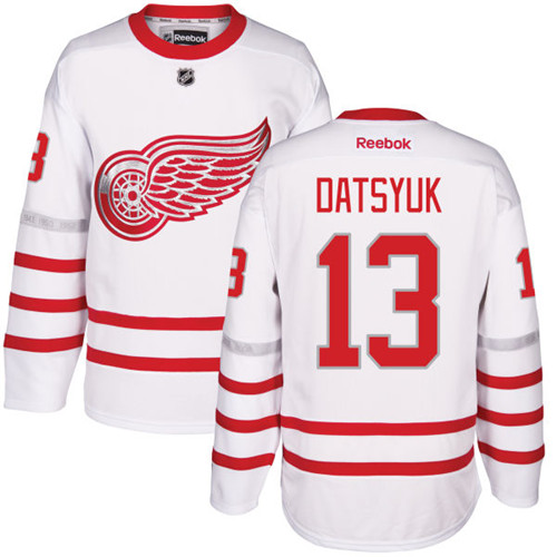 Men's Reebok Detroit Red Wings #13 Pavel Datsyuk Premier White 2017 Centennial Classic NHL Jersey