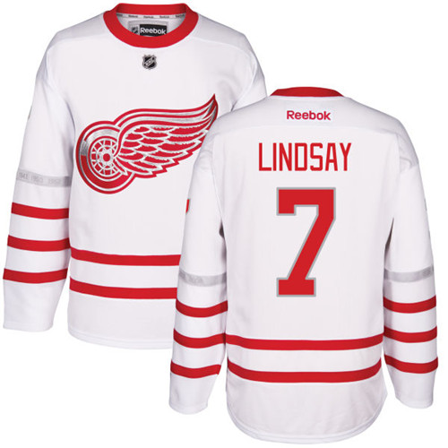 Men's Reebok Detroit Red Wings #7 Ted Lindsay Authentic White 2017 Centennial Classic NHL Jersey