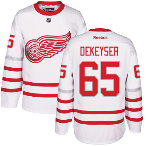 Men's Reebok Detroit Red Wings #65 Danny DeKeyser Authentic White 2017 Centennial Classic NHL Jersey
