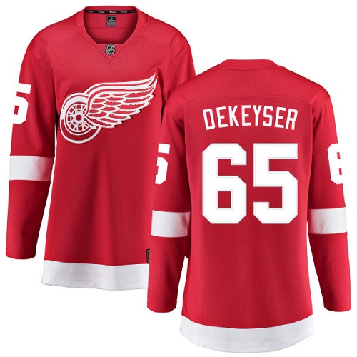 Women's Detroit Red Wings #65 Danny DeKeyser Authentic Red Home Fanatics Branded Breakaway NHL Jersey