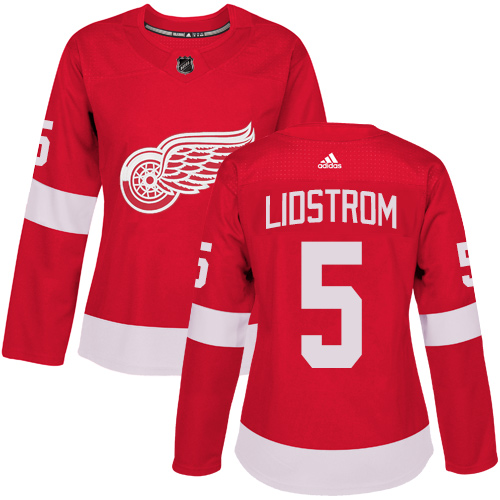 Women's Adidas Detroit Red Wings #5 Nicklas Lidstrom Authentic Red Home NHL Jersey