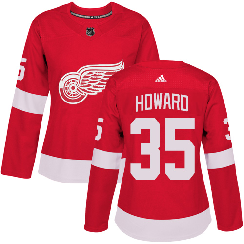 Women's Adidas Detroit Red Wings #35 Jimmy Howard Authentic Red Home NHL Jersey
