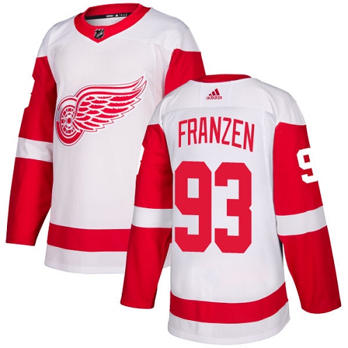 Youth Adidas Detroit Red Wings #93 Johan Franzen Authentic White Away NHL Jersey