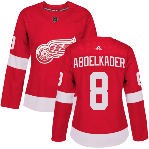 Women's Adidas Detroit Red Wings #8 Justin Abdelkader Authentic Red Home NHL Jersey
