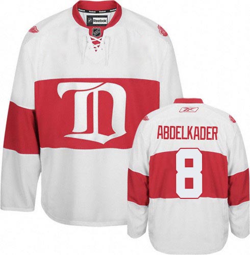 Women's Reebok Detroit Red Wings #8 Justin Abdelkader Authentic White Third NHL Jersey