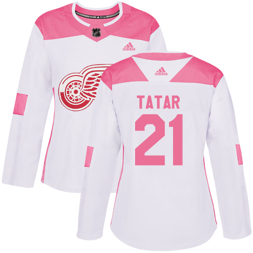 Women's Adidas Detroit Red Wings #21 Tomas Tatar Authentic White/Pink Fashion NHL Jersey