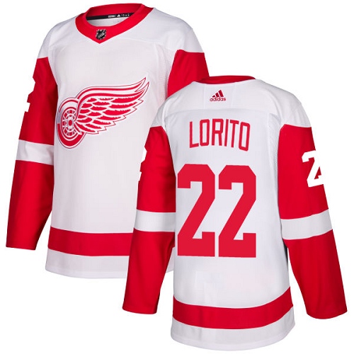 Youth Adidas Detroit Red Wings #22 Matthew Lorito Authentic White Away NHL Jersey