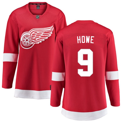 Women's Detroit Red Wings #9 Gordie Howe Authentic Red Home Fanatics Branded Breakaway NHL Jersey