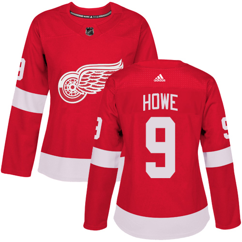 Women's Adidas Detroit Red Wings #9 Gordie Howe Premier Red Home NHL Jersey