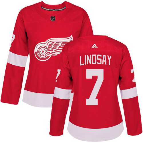 Women's Adidas Detroit Red Wings #7 Ted Lindsay Authentic Red Home NHL Jersey
