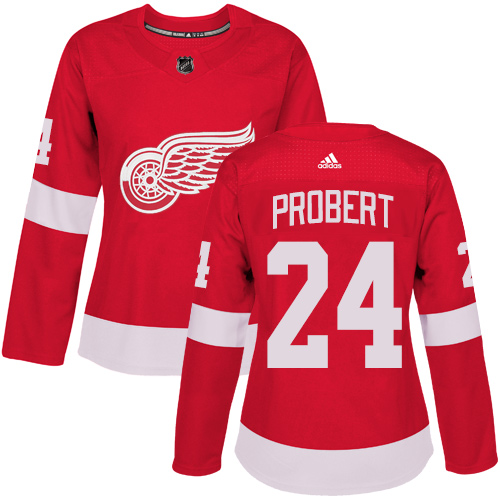 Women's Adidas Detroit Red Wings #24 Bob Probert Authentic Red Home NHL Jersey
