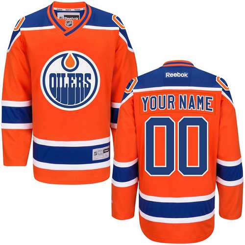 Men's Reebok Edmonton Oilers Customized Authentic Orange Third NHL Jersey