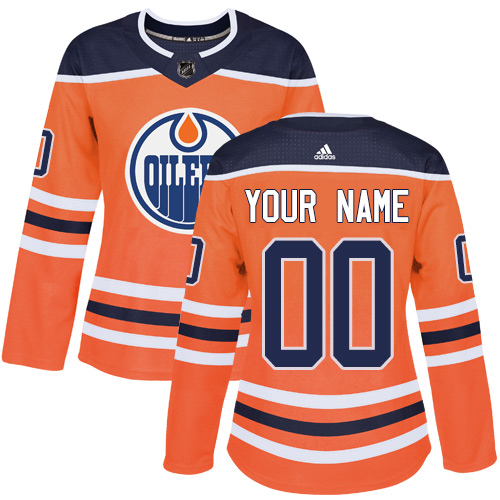 Women's Adidas Edmonton Oilers Customized Authentic Orange Home NHL Jersey