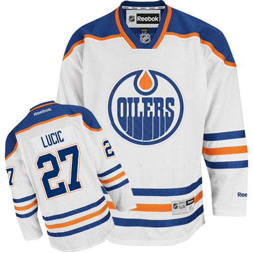Women's Reebok Edmonton Oilers #27 Milan Lucic Authentic White Away NHL Jersey