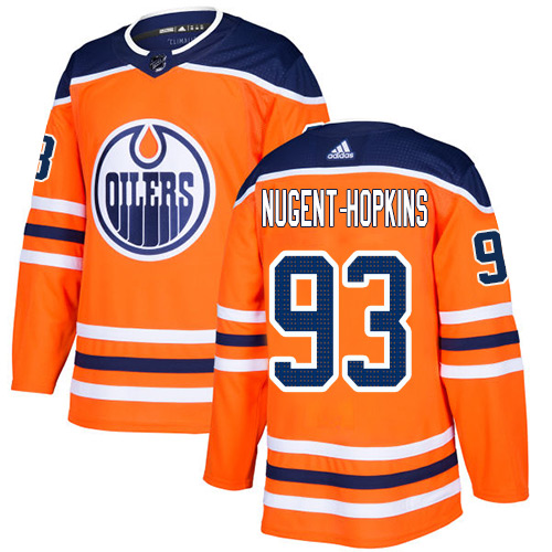 Men's Adidas Edmonton Oilers #93 Ryan Nugent-Hopkins Premier Orange Home NHL Jersey