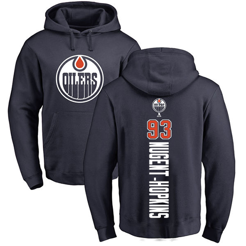 NHL Adidas Edmonton Oilers #93 Ryan Nugent-Hopkins Navy Blue Backer Pullover Hoodie