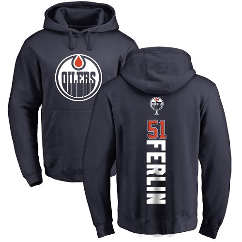 NHL Adidas Edmonton Oilers #51 Brian Ferlin Navy Blue Backer Pullover Hoodie