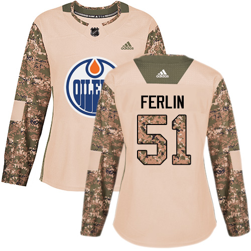Women's Adidas Edmonton Oilers #51 Brian Ferlin Authentic Camo Veterans Day Practice NHL Jersey