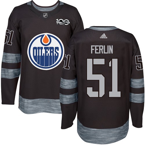 Men's Adidas Edmonton Oilers #51 Brian Ferlin Premier Black 1917-2017 100th Anniversary NHL Jersey