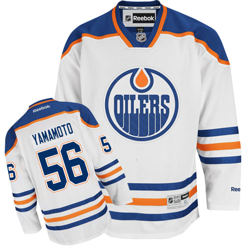 Men's Reebok Edmonton Oilers #56 Kailer Yamamoto Authentic White Away NHL Jersey