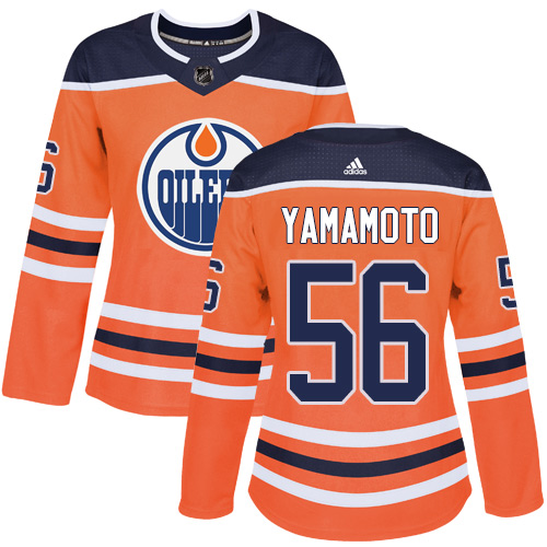 Women's Adidas Edmonton Oilers #56 Kailer Yamamoto Authentic Orange Home NHL Jersey
