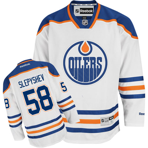 Men's Reebok Edmonton Oilers #58 Anton Slepyshev Authentic White Away NHL Jersey