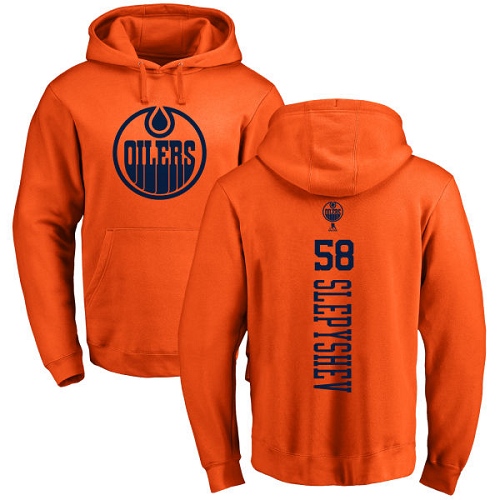 NHL Adidas Edmonton Oilers #58 Anton Slepyshev Orange One Color Backer Pullover Hoodie