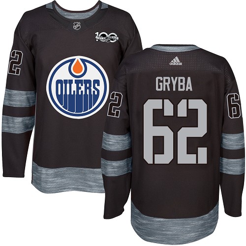 Men's Adidas Edmonton Oilers #62 Eric Gryba Authentic Black 1917-2017 100th Anniversary NHL Jersey