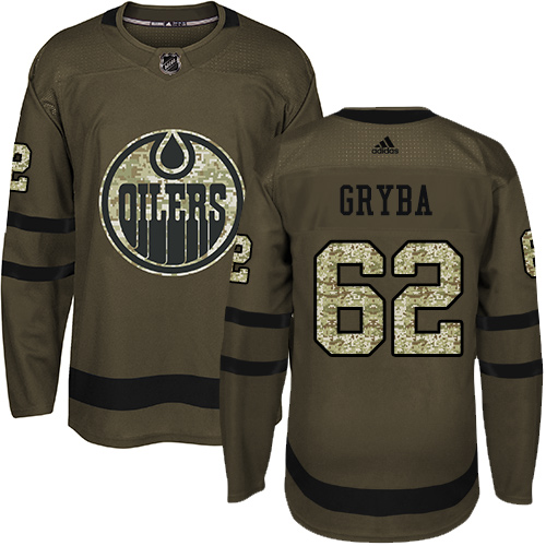 Men's Adidas Edmonton Oilers #62 Eric Gryba Authentic Green Salute to Service NHL Jersey