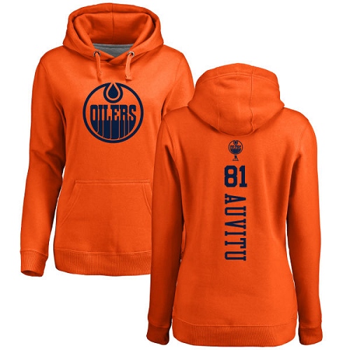 NHL Women's Adidas Edmonton Oilers #81 Yohann Auvitu Orange One Color Backer Pullover Hoodie