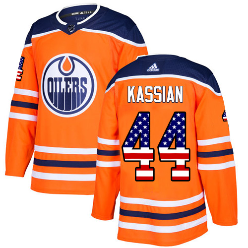 Men's Adidas Edmonton Oilers #44 Zack Kassian Authentic Orange USA Flag Fashion NHL Jersey