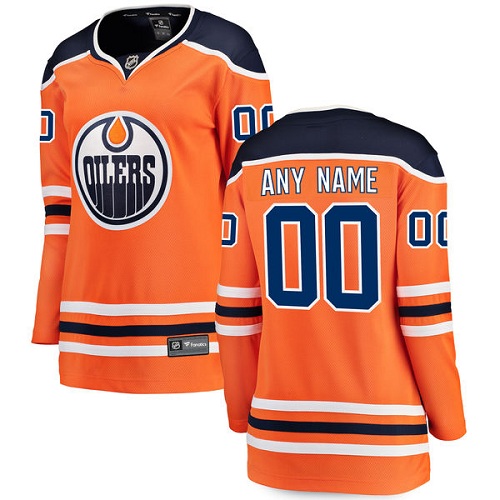 Women's Edmonton Oilers Customized Authentic Orange Home Fanatics Branded Breakaway NHL Jersey