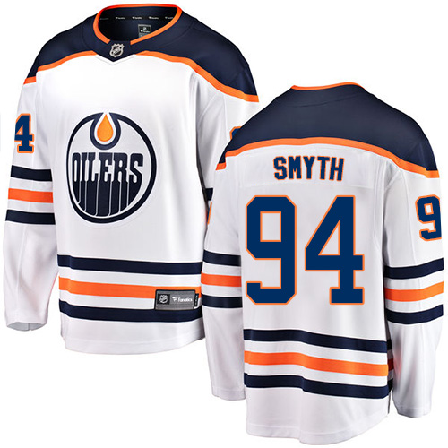 Men's Edmonton Oilers #94 Ryan Smyth Authentic White Away Fanatics Branded Breakaway NHL Jersey